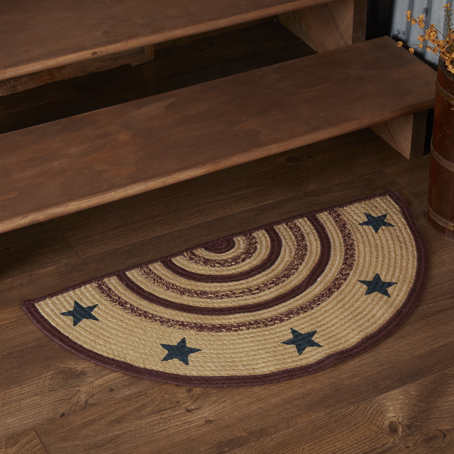 Potomac Jute Rug Half Circle Stencil Stars w/ Pad 16.5x33 - Walmart.com