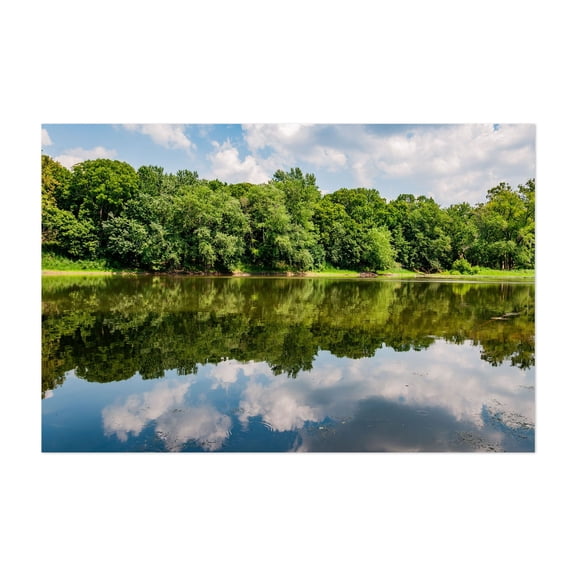 The Potomac River is a Mirror Today - Leesburg Virginia Photography Lake Nature Woodland Forest Scenic Water Summer Unframed Wall Art Print 4 x 6 inches