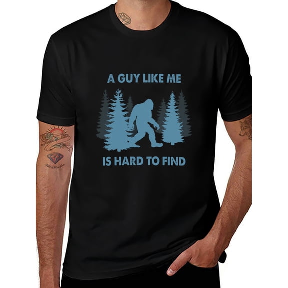 Potopok Bigfoot Forest T-Shirt, A Guy Like Me Is Hard To Find Humor Graphic Tee, Black - XL