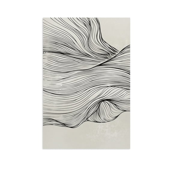 Potopok Black Beige Abstract Canvas Art Print, Modern Minimalist Wall Decor for Living Room, 16x24 Inch