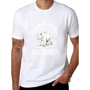 Potopok Can I Pet Dat Dawg Funny Bear Meme Hiking Camping T-Shirt Vintage Forest Graphic Humor Tee,White - S