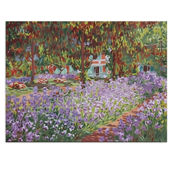 Potopok Irises in Monet's Garden Canvas Wall Art, Claude Monet Painting Decor for Home, 16x12 Inch