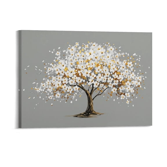 Potopok Tree of Life Large Canvas Wall Art, Abstract Gold Tree Framed Prints for Living Room Bedroom Office Modern 16x12 Inch