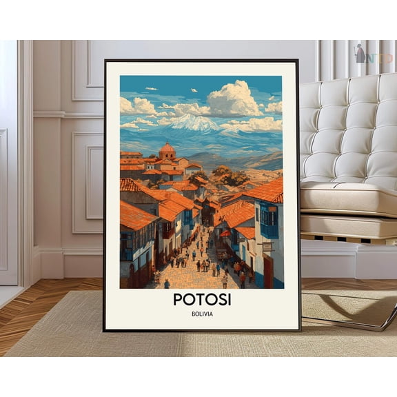 Potosi Bolivia Silver City Poster, Unframed Paper Poster 8x10in