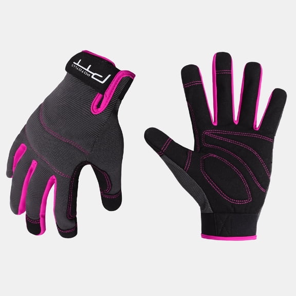 Pototlls Work Gloves for Men Women, Touchscreen Breathable Spandex Foam Padded Palm Knuckle Guard Full Finger for Yard Garden Garage DIY Moving
