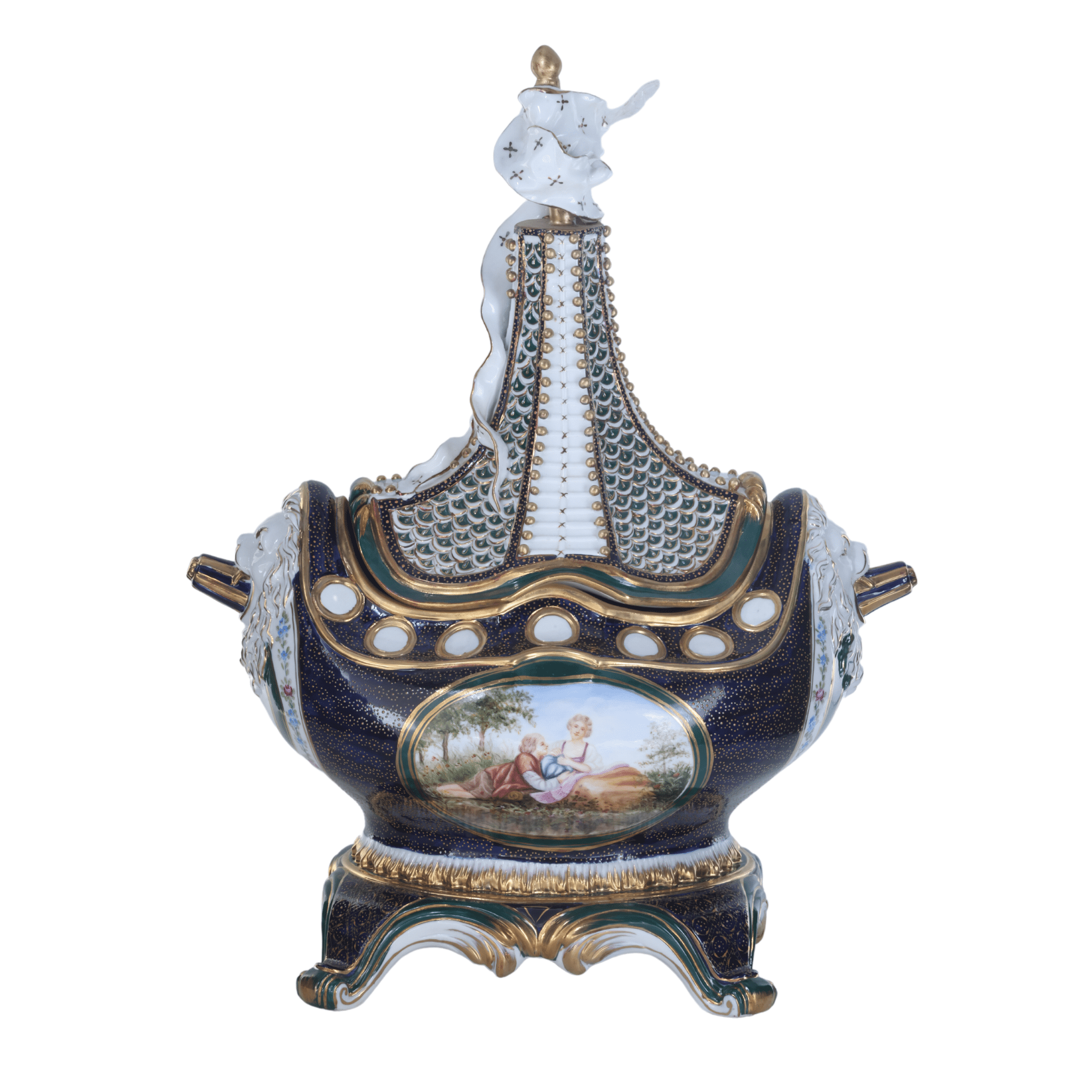 Théière Ou Réchaud à Pot-pourri En Céramique Peint à La Main - New Old Stock