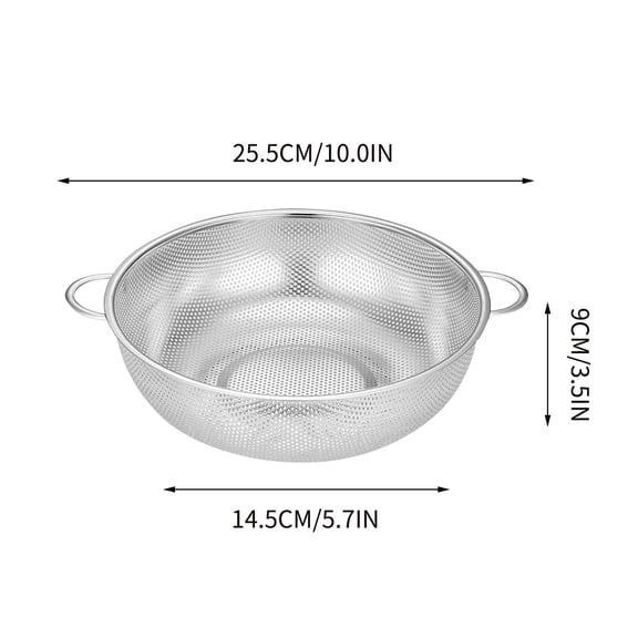 Potrochi Colander, Stainless Steel Mesh Strainer Net Baskets with Handles & Resting Base, Stainless Steel Draining Basket Washing Vegetable Basket Dense Hole Basket Washing Rice Sieve