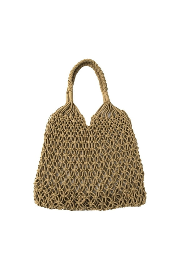Mesh Beach Tote, Handmade Straw Bag Travel Beach Fishing Net Handbag Shopping Woven Shoulder Bag for Women, Cotton Rope Travel Beach Fishing Net Handbag, Holiday Beach Bag Trendy Mesh Bag