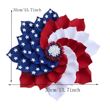 Potrochi Patriotic wreath for Front Door, Fourth of July Patriotic daisy Wreath and Veterans Day Decor, Red White and Blue Poly Burlap Flag Daisy Patriotic Wreath Decorations, Everyday wreath