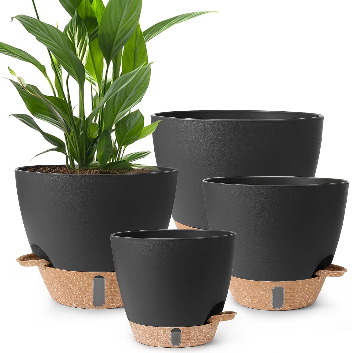 Pots,12/10/9/8/ Inch Large Self Watering Flower Pots Indoor Outdoor ...