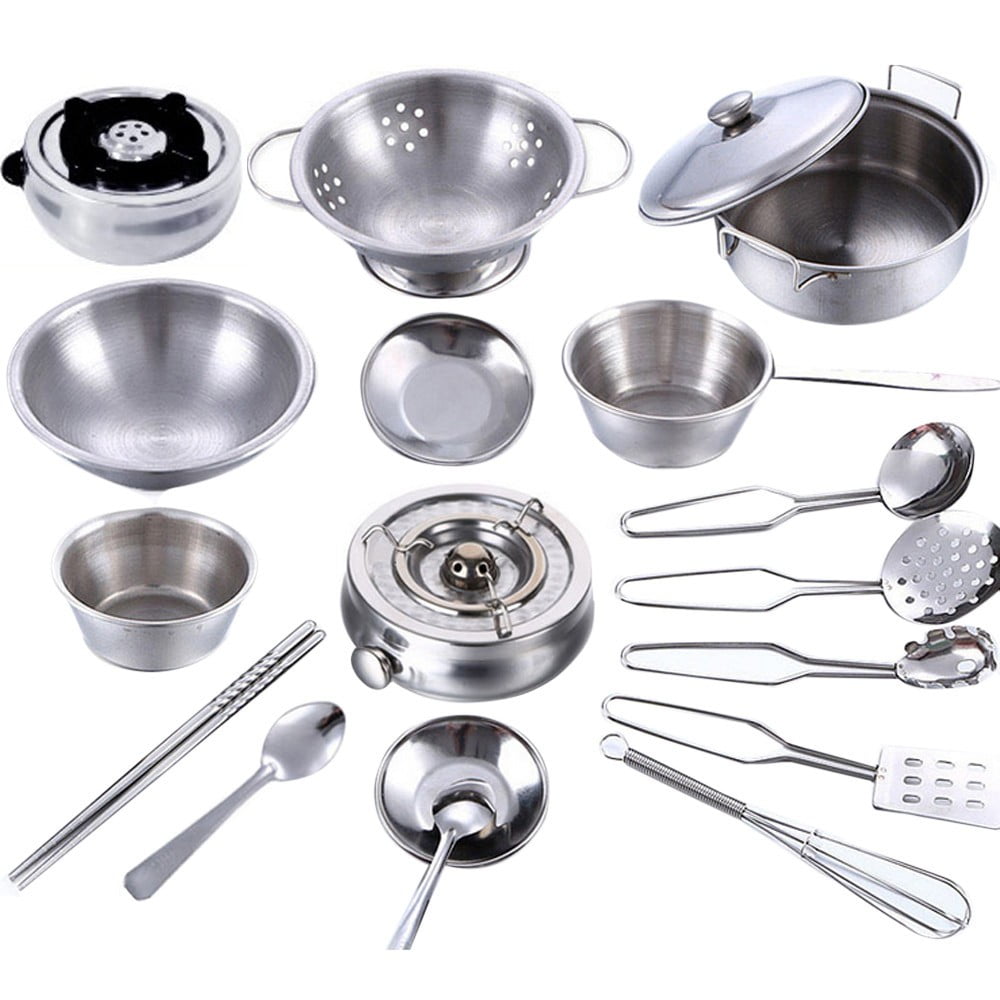 Pots Kitchen Pans Pcs Kids Utensils 18 Toys Cooking Cookware Play Set