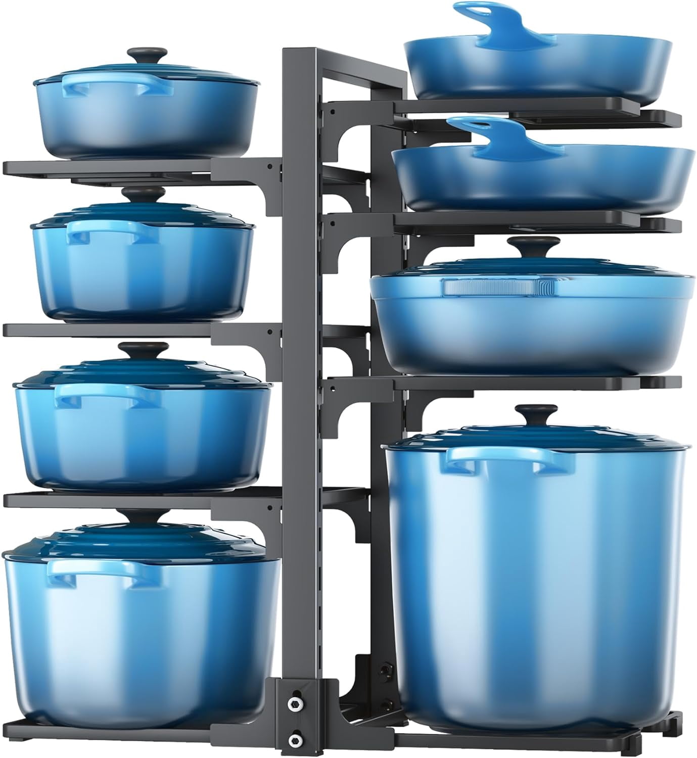 Pots and Pans Organizer, 8 Tier Pan Organizer Rack for Cabinet,Heavy ...