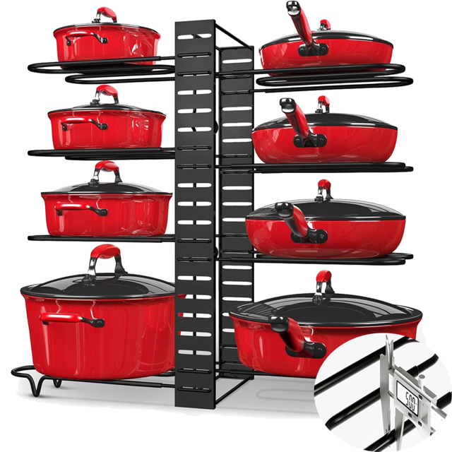 Pots and Pans Organizer for 8 Tier Pot Rack with 3 DIY Methods
