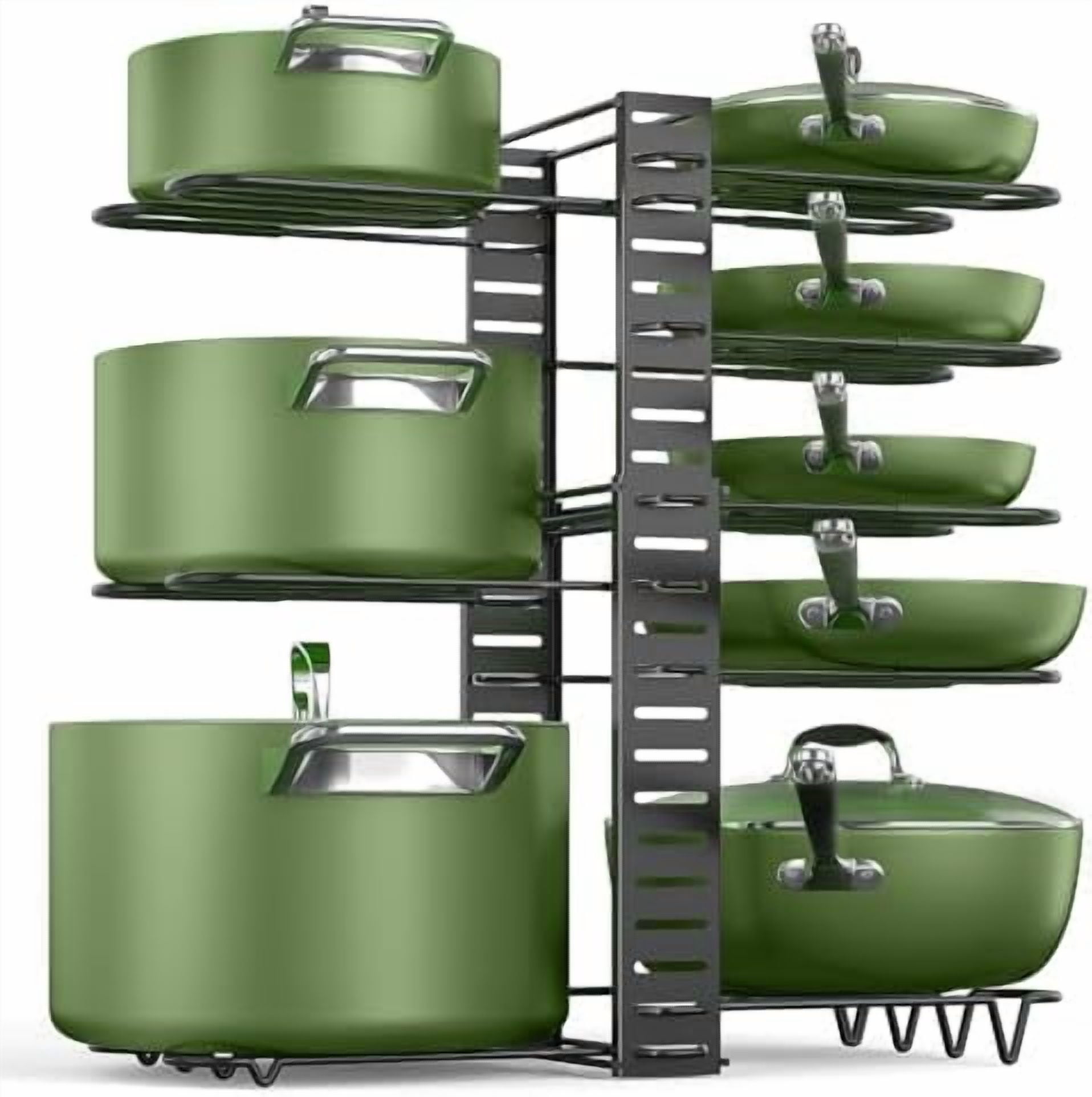 Pan Organizer Rack Pots and Pans Organizer Rack for under Cabinet, 8-Tiers Adjustable Pot ...