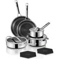 thumbnail image 1 of Pots and Pans Set Hybrid Stainless Steel, 10PC Nonstick Tri-Ply Cookware Set w/Frying pan, Dishwasher & Oven Safe,  Metal Utensil Safe, Suitable for All Cooktops, 1 of 7
