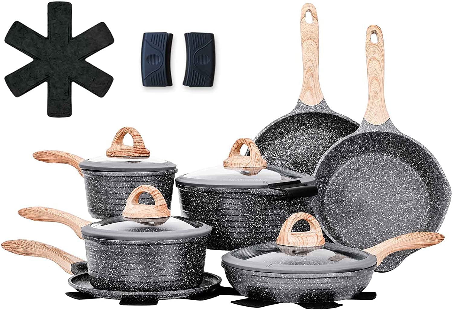 Pots and Pans Set Nonstick Induction Cookware Sets, 18 Pcs w/Frying Pan