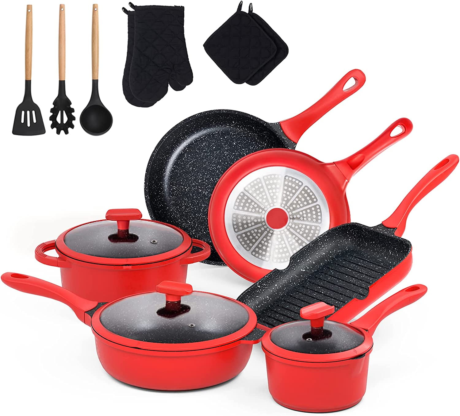 Pots and Pans Set Nonstick, imarku 16Piece Nonstick Kitchen Cookware Sets, Easy Clean Cooking