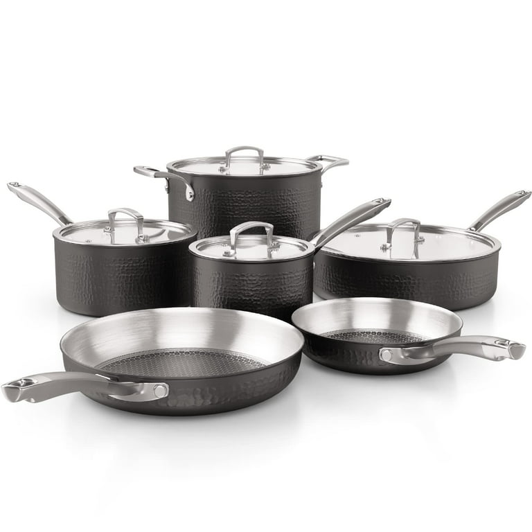 Homaz life Pots and Pans Set, Tri-Ply Stainless Steel Hammered Kitchen  Cookware, Induction Compatible, Dishwasher and Oven Safe, Non-Toxic