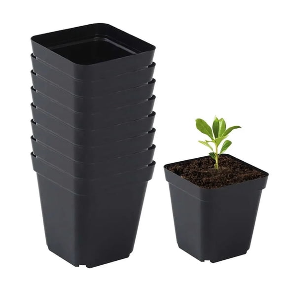 TRIANI Reusable Grow Containers Square Black Plastic Plant Pot with Drainage Holes 50 Count