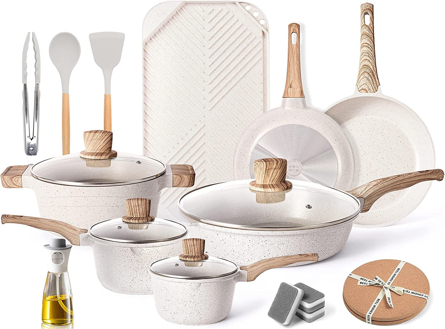 Pots and Pans Set Caannasweis Kitchen Nonstick Cookware Sets Granite