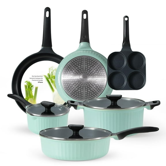 Pots and Pans Set,Nonstick Cookware set, Induction Cookware, Non Stick Kitchen Cooking Set, with Frying Pans Set,Egg Pan
