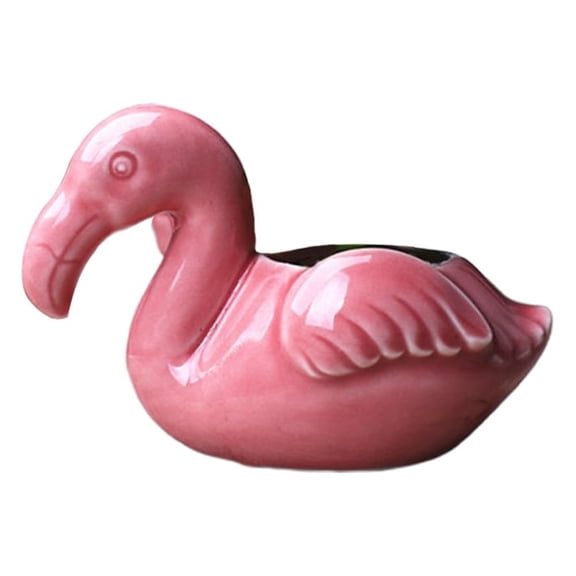 BESTOYARD Ceramic Red Flamingo Pot Elegant Desktop Decor for Plant Use