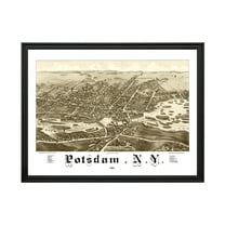 Potsdam Art, 1885 Vintage Map of Potsdam New York, NY History Wall Decor Gift, Old Potsdam Map - 24" x 18" Black Framed Print