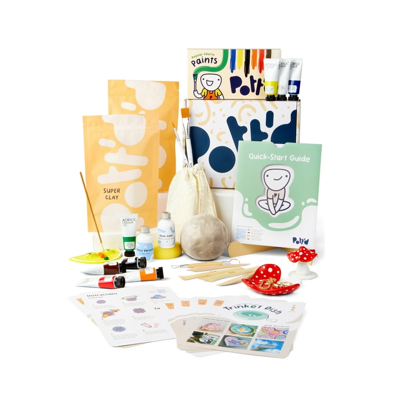 Pott'd Home Air-Dry Clay Pottery Kit for Beginners & Adults. Kit Includes:  Air-Dry Clay, Tools, Paints, Brushes, Sealant, How-to-Guide