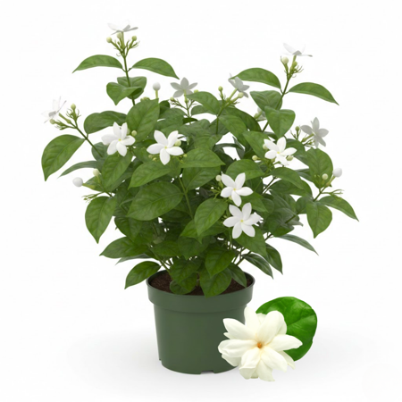 Potted Arabian Jasmine Live Plant, 6 - 8 Inches Tall, Well-Rooted Arabian Jasmine Flower Plant in 3 Inches Pot, Ready to Grow in Outdoor Garden