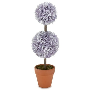 Colorful Faux Boxwood Collection - Purple Potted 2-Tier Topiary