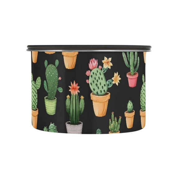 Potted Cactus Cacti Airtight Coffee Bean Canister 17oz Food Storage Containers with Lids For Gournd, Tea, Sugar, Flour, Rice, Cereal, Candy Cookie Jar