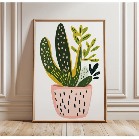 Potted Cactus Poster Colorful Botanical Modern Desert Wall Art, Unframed Poster