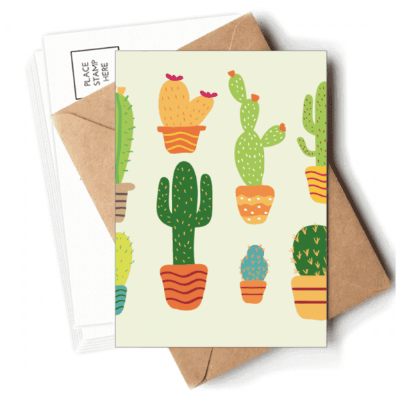 Potted  Cactus Succulents Pattern Postcards Envelopes Blank Note Cards Mailing