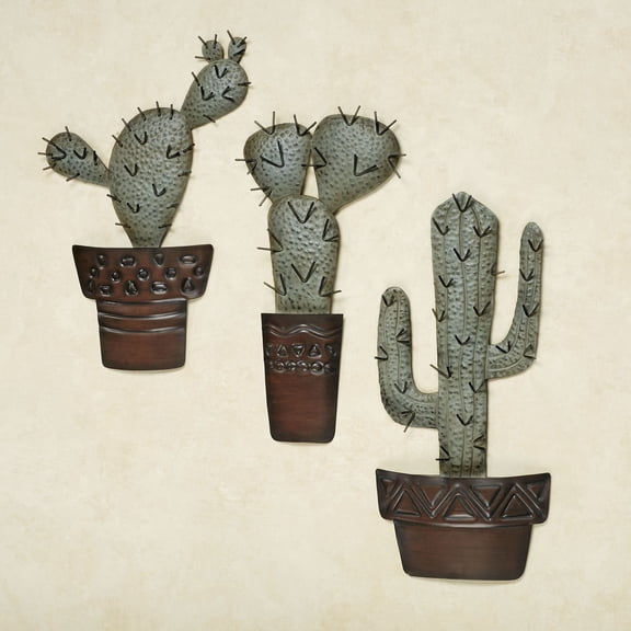 Potted Cactus Wall Art Green Set of 3