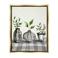 thumbnail image 1 of Potted Herbs Patterned Tartan Botanical & Floral Graphic Art Metallic Gold Framed Art Print Wall Art, 1 of 6