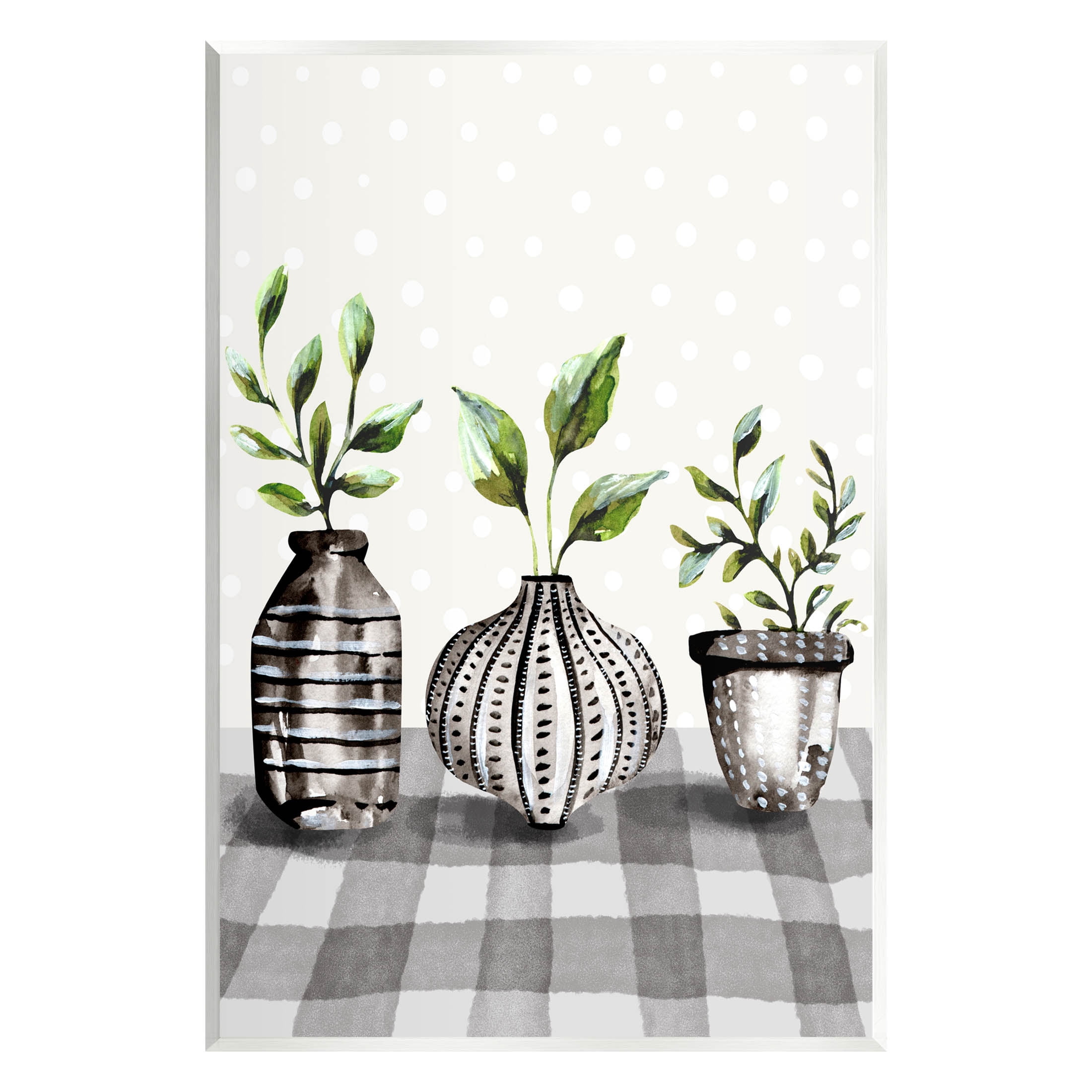 Potted Herbs Patterned Tartan Botanical & Floral Graphic Art Unframed Art Print Wall Art