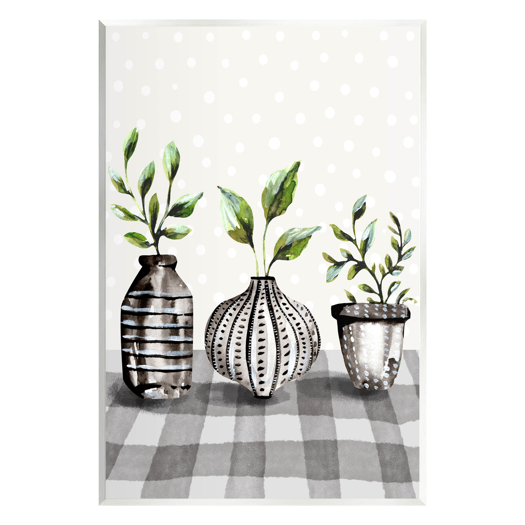Potted Herbs Patterned Tartan Botanical & Floral Graphic Art Unframed Art Print Wall Art