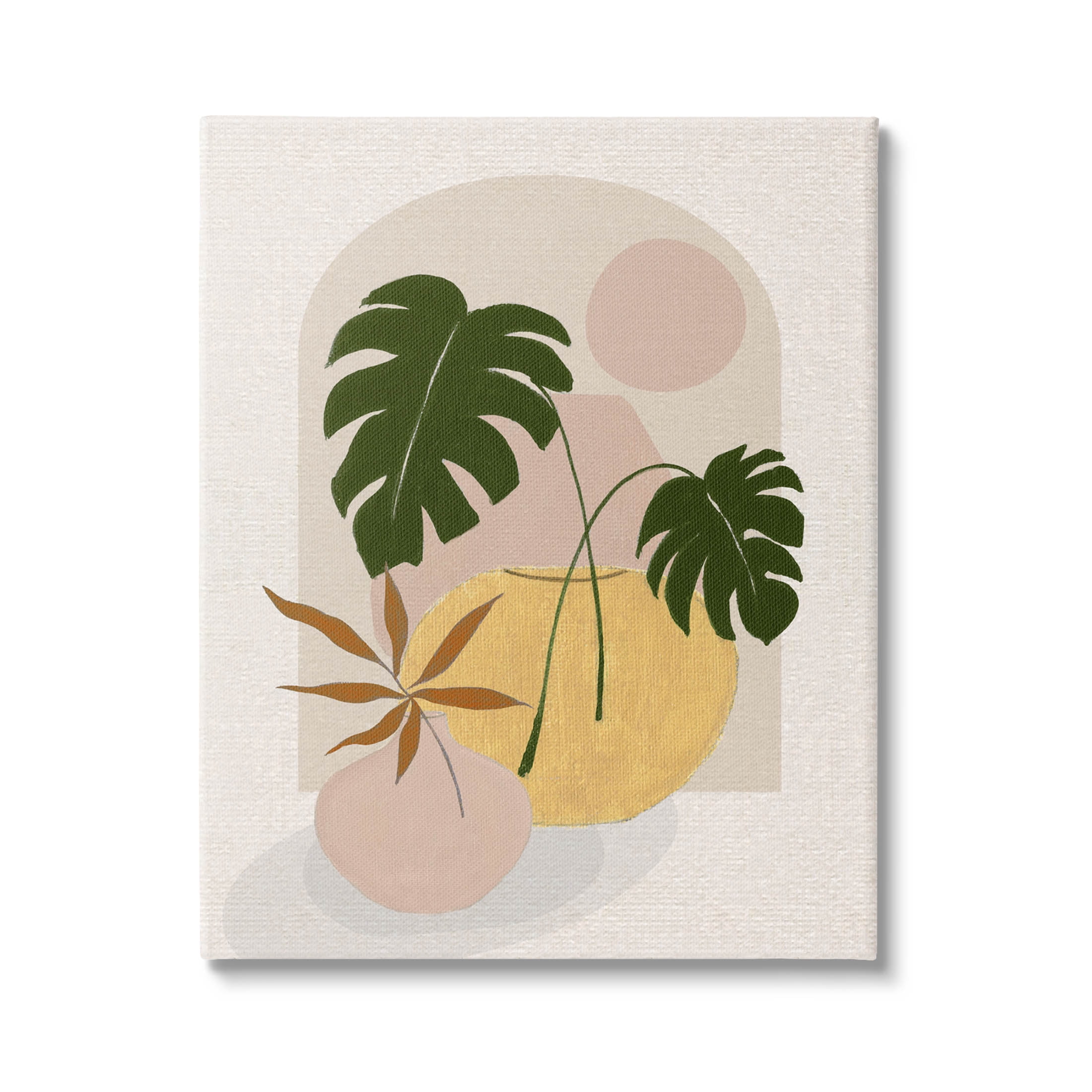 Potted Monstera Plant Leaves Botanical & Floral Graphic Art Gallery Wrapped Canvas Print Wall Art