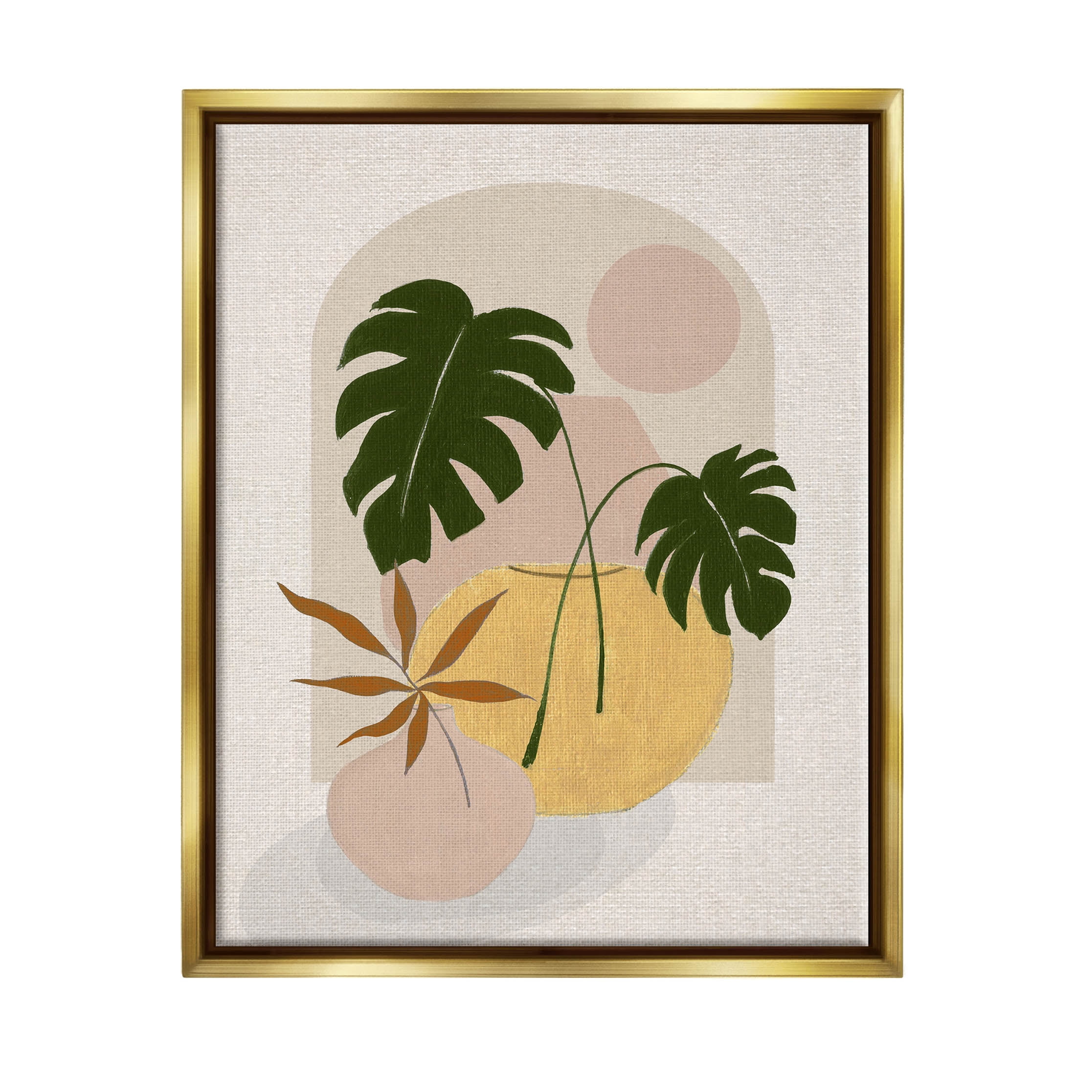 Potted Monstera Plant Leaves Botanical & Floral Graphic Art Metallic Gold Framed Art Print Wall Art