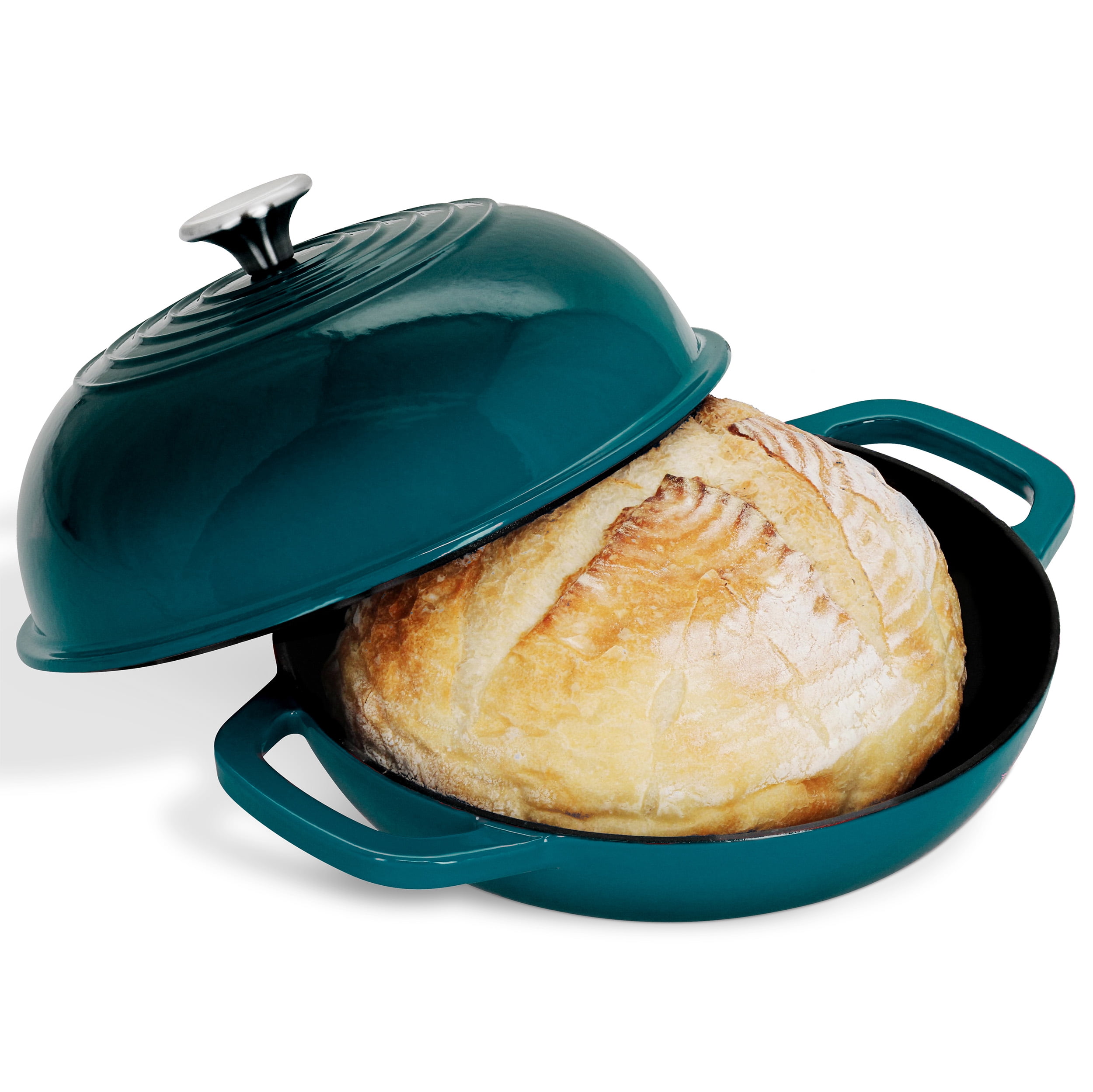 Potted Pans Cast Iron Bread Pan with Lid 10in Enamel Bread Cloche