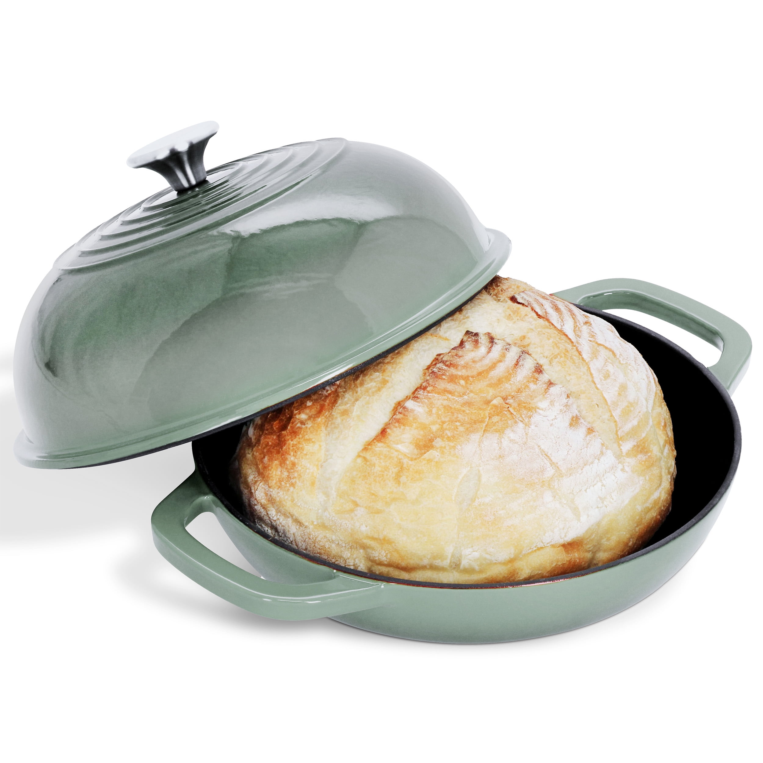 Potted Pans Cast Iron Bread Pan with Lid 10in Enamel Bread Dutch Oven