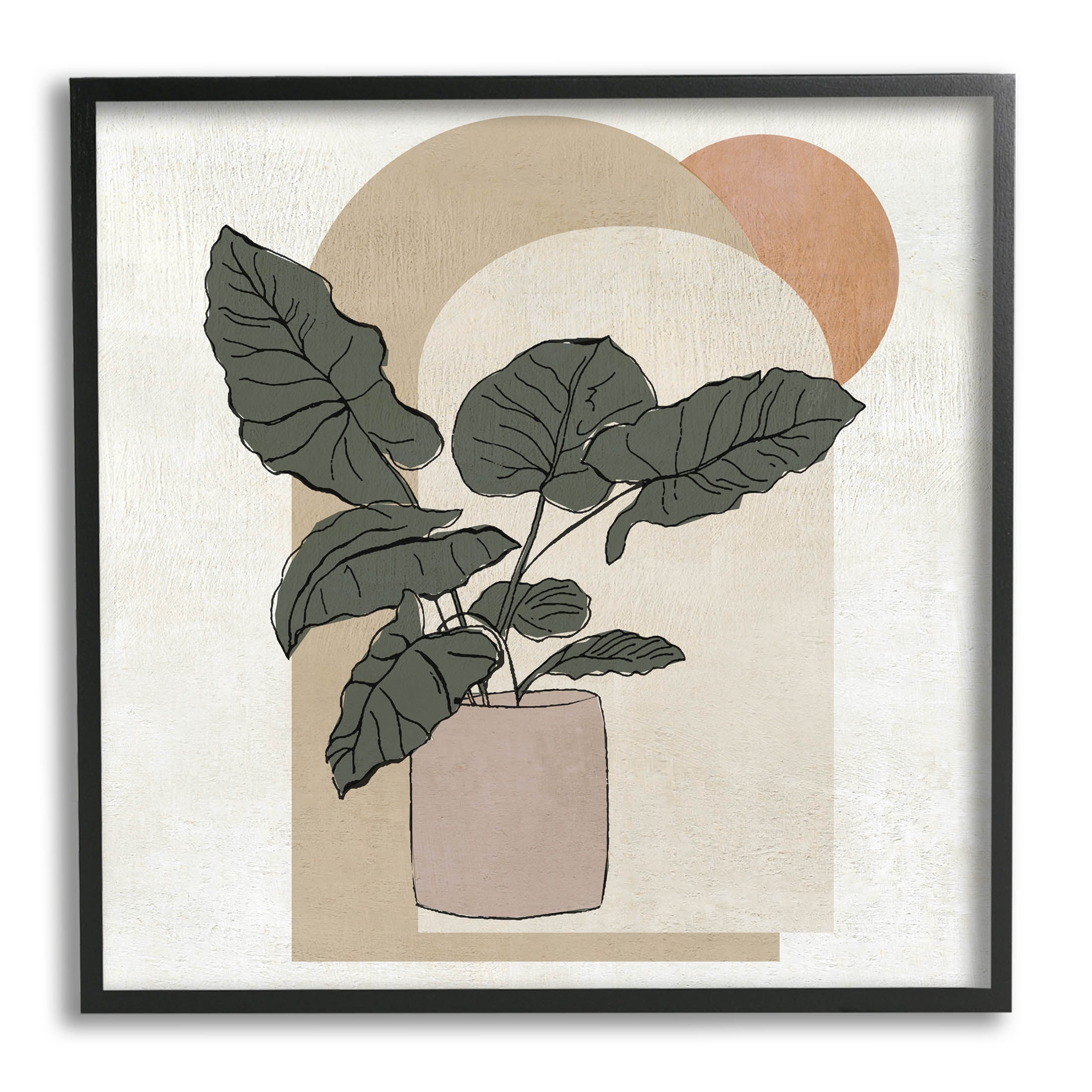 Potted Plant Arched Geometric Shapes Botanical & Floral Graphic Art Black Framed Art Print Wall Art