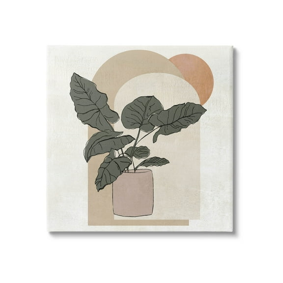Potted Plant Arched Geometric Shapes Botanical & Floral Graphic Art Gallery Wrapped Canvas Print Wall Art