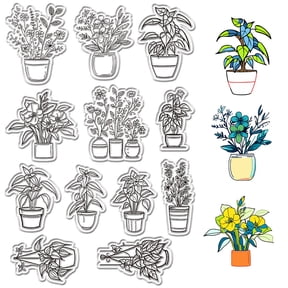 Potted Plant Clear Rubber Stamps Spring Plants Seal Clears Stamp DIY