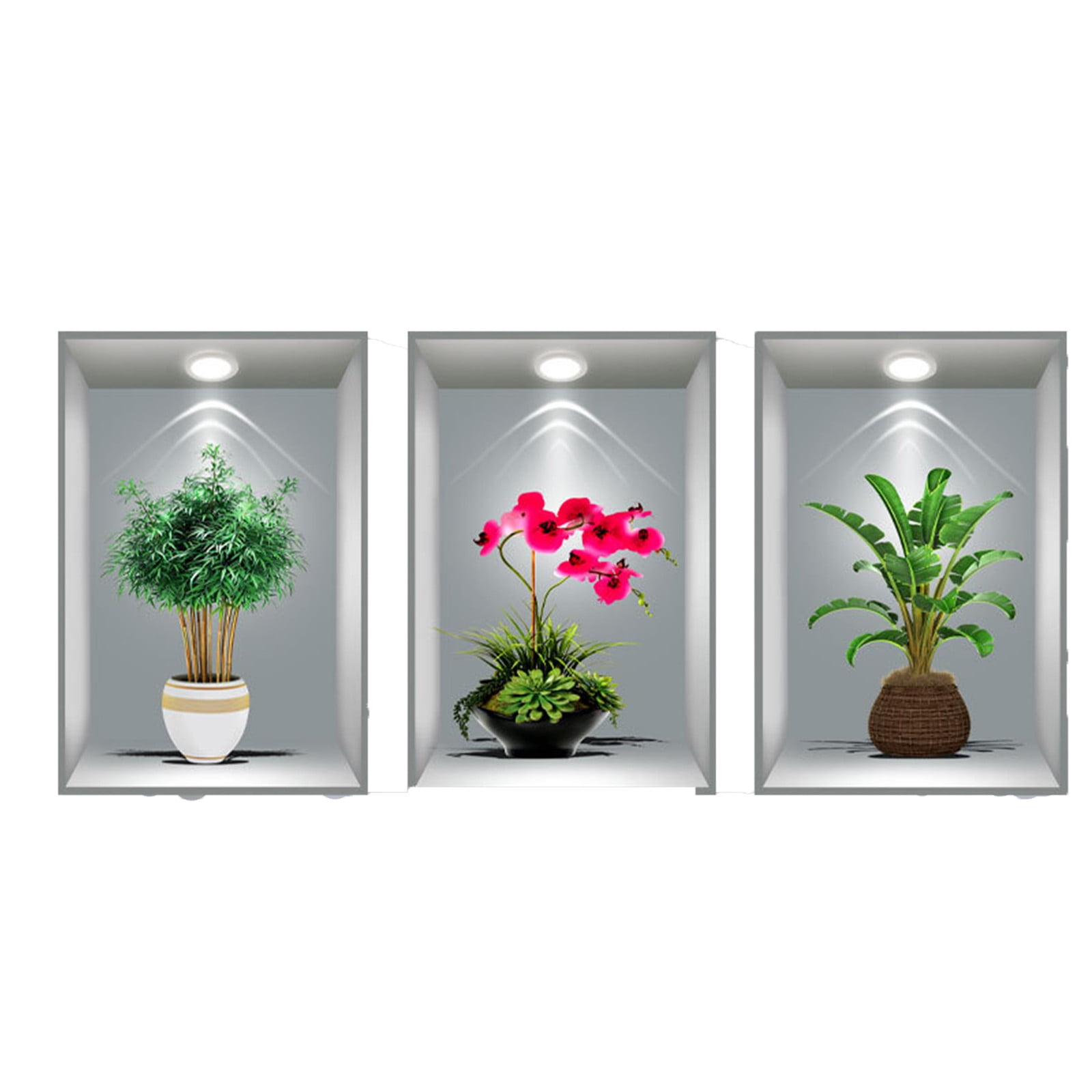 Gallery Detail: Potted Plant Decals Wall Mural Staircase Decor 3D Effect Painting