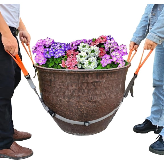 Potted Plant Mover and Lifting Straps, Landscaping Lifting Straps, Move Heavy Garden Objects: Flower Pots,Planters,Trees,Rocks,Bucket,Cement Gray,Up to 220 Pounds,Large