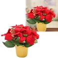 thumbnail image 1 of Potted Red Christmas Plant Artificial Poinsettia in Pot (No Pinecones) Tabletop Centerpiece Home Office Decor, 1 of 9