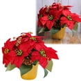 thumbnail image 1 of Potted Red Christmas Plant Artificial Poinsettia in Pot with Pinecones Tabletop Centerpiece Home Office Decor, 1 of 9