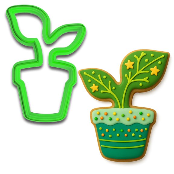 Potted Sprout Cookie Cutter  3.5x2.29" Fun Garden Plant Shape for Nature-Lovers and Bakers (Random Color)