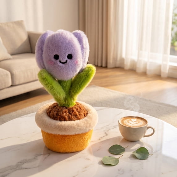 Potted Plant Plush, 7 Inch Cute Smiling Stuffed Animal - Soft Velvet Palm Pals Mini Desk Decor, Plant Lover Gifts, Room Decor Birthday Present